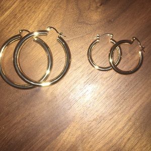 set of gold color hoop earrings, never worn